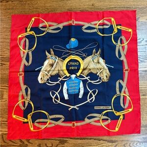 Vintage Equestrian Silk Scarf Large
